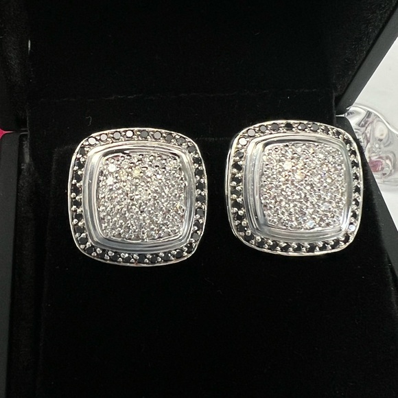 David Yurman Jewelry - David Yurman White & Black Diamond 17mm Albion Earrings .925/18K Gold